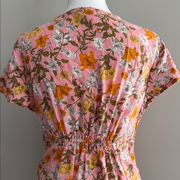 Cynthia Rowley Floral Pink Linen Blend A-line Dress w/ pockets size 6 - Picture 5 of 9